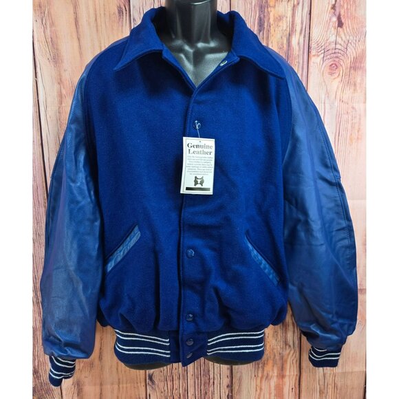 Rock Creek Athletics Other - VTG Rock Creek Varsity Jacket XL Navy Wool Leather Letterman NWT Deadstock